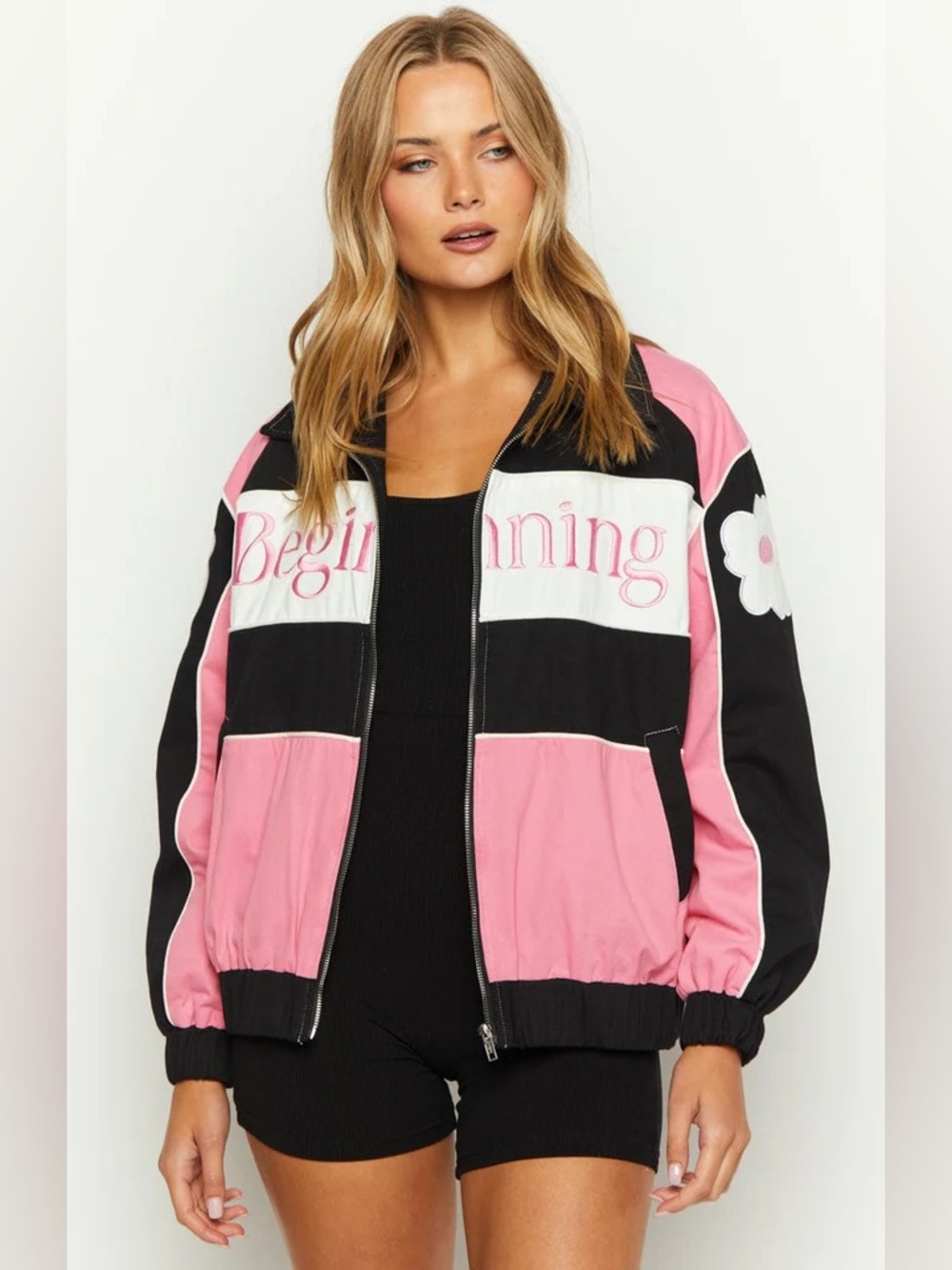 Beginning Boutique Pink Bomber Jacket